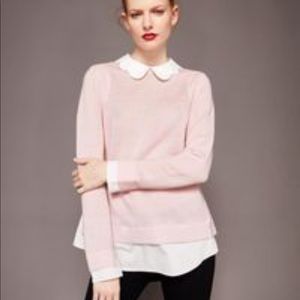 Ted Baker Bronwen scalloped collar knit jumper sweater in nude pink, size2/ US 4